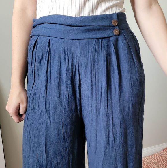 Papa Vancouver Navy Plazzo Pants w/ Pockets - Picture 3 of 10